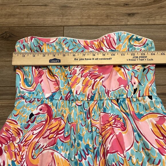 Lilly Pulitzer Wyatt Strapless Mini Dress SZ 4 Pink Blue Peel and Eat Flamingo - Picture 6 of 16